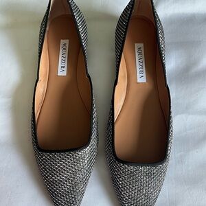 Aquazzura Women's Black and Silver Flats